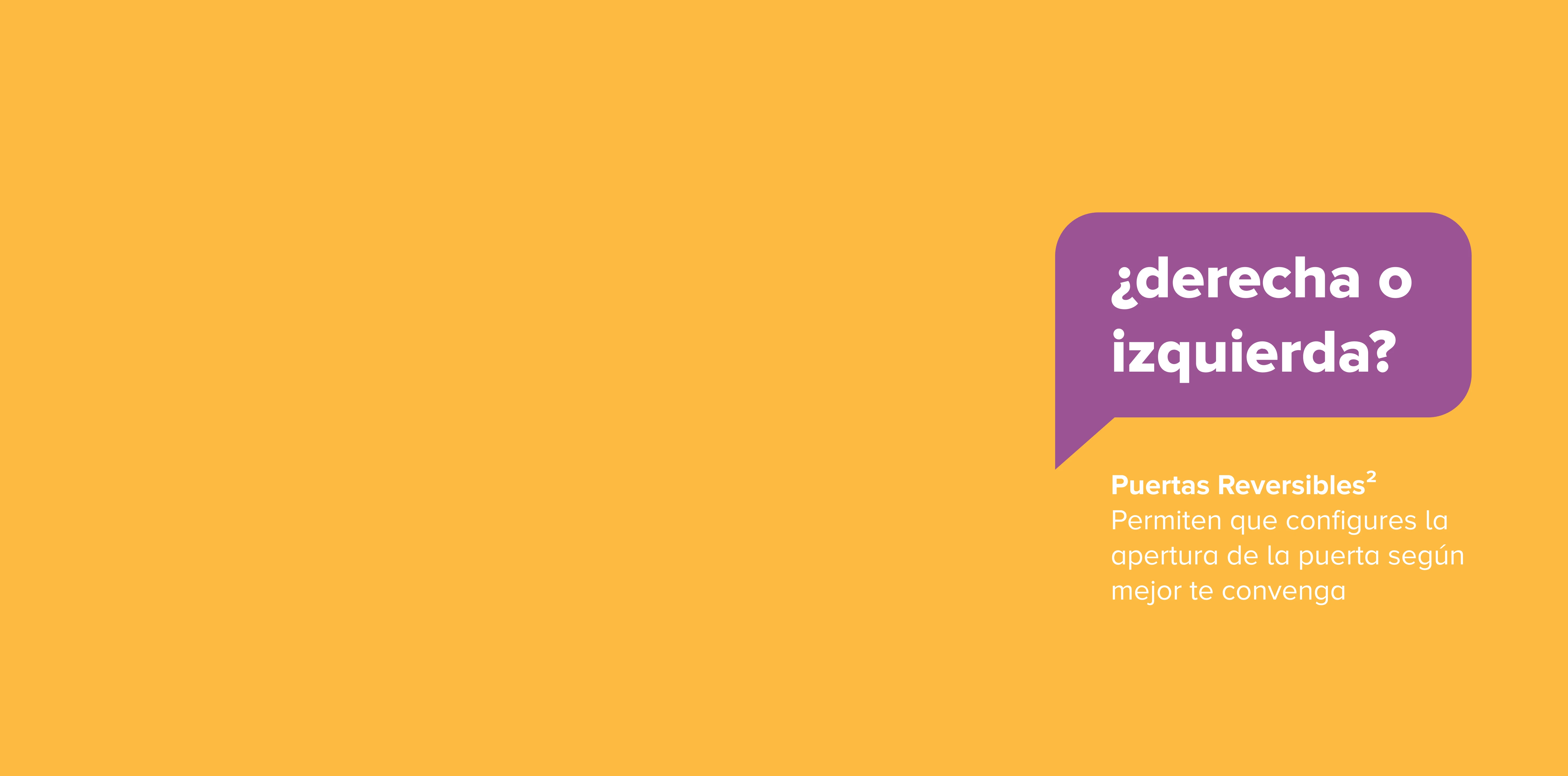 ¿Derecha o izquierda? Puertas Reversibles2  Permiten que configures la apertura de la puerta según mejor te convenga