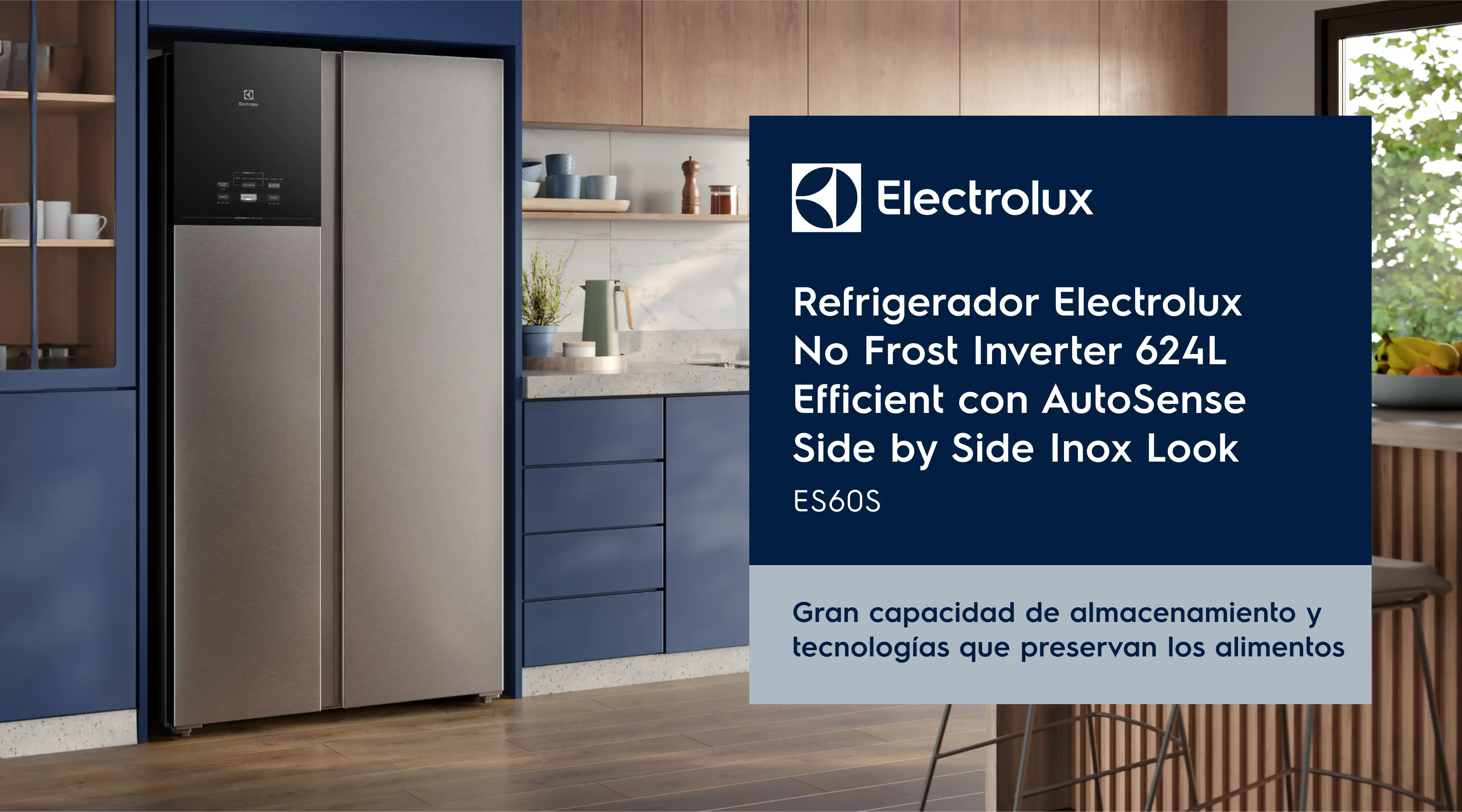 Refrigerador Electrolux No Frost Inverter 624L Efficient con AutoSense Side by Side Inox Look | ES60S