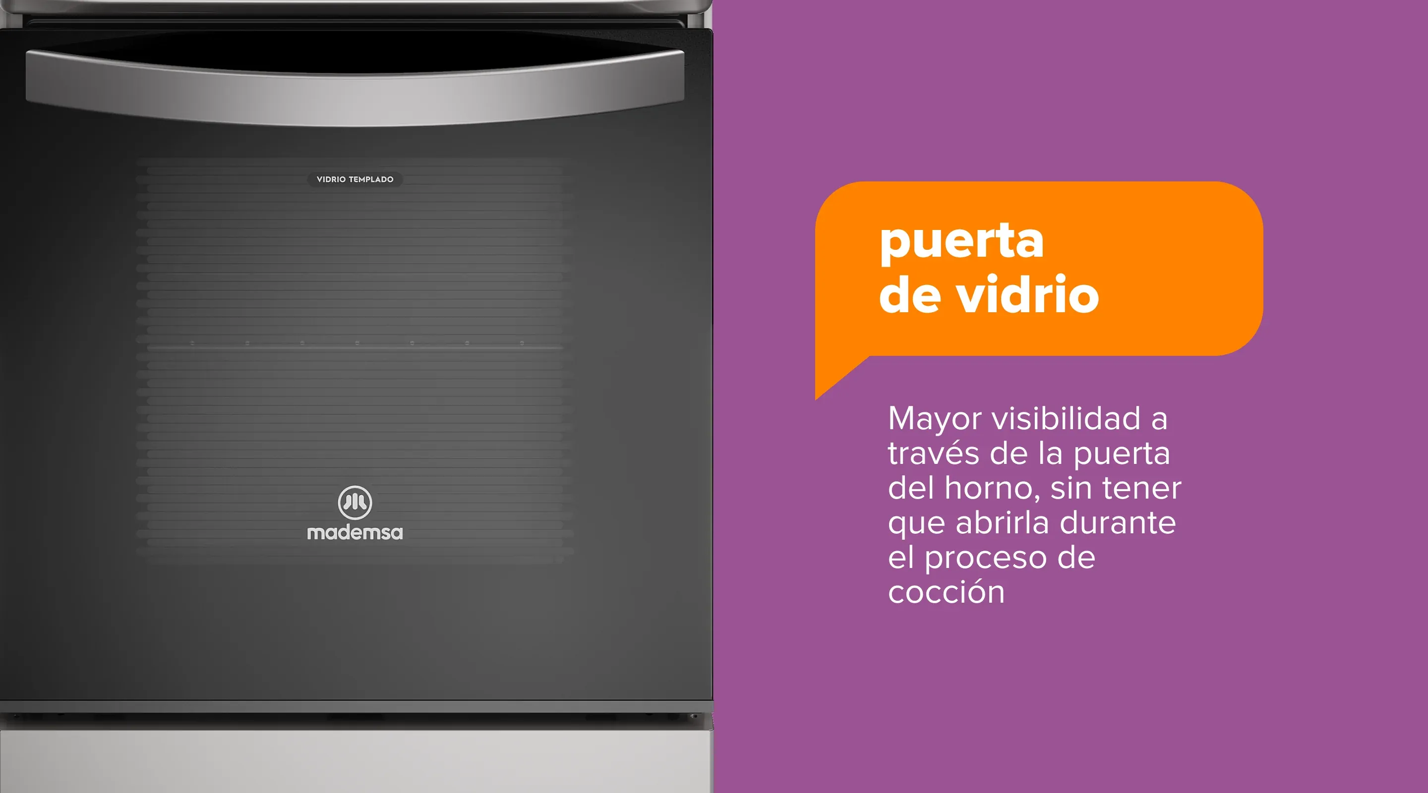 puerta de vidrio - Mayor visibilidad a través de la puerta del horno, sin tener que abrirla durante el proceso de cocción
