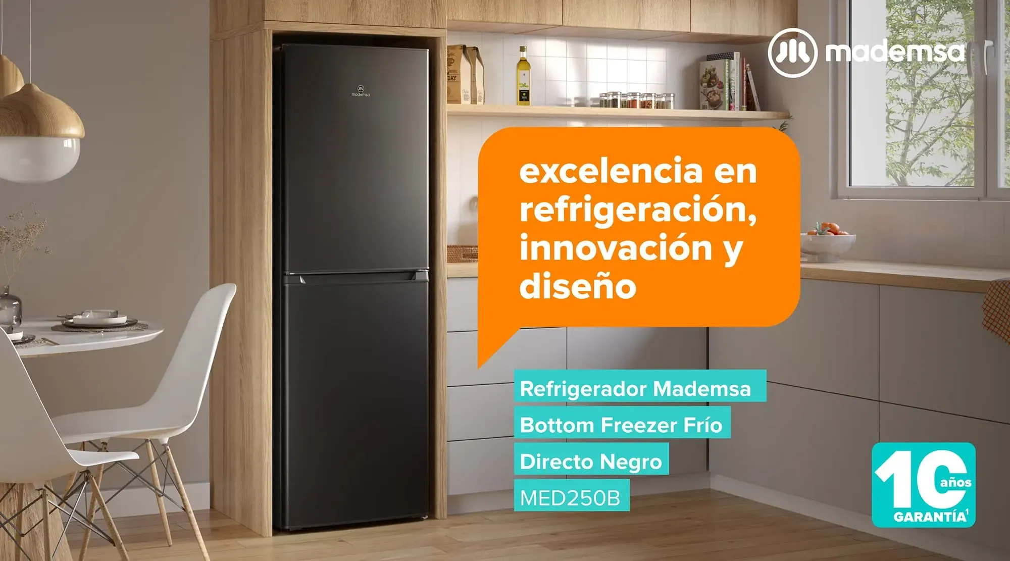 Refrigerador Mademsa Bottom Freezer Frío Directo Negro MED250B - excelencia en refrigeración, innovación y diseño