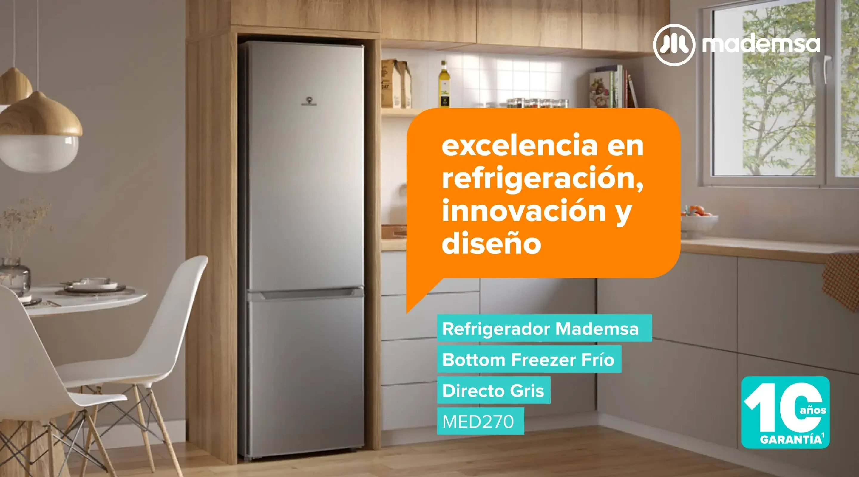 Refrigerador Mademsa Bottom Freezer Frío Directo Gris MED270 - excelencia en refrigeración, innovación y diseño