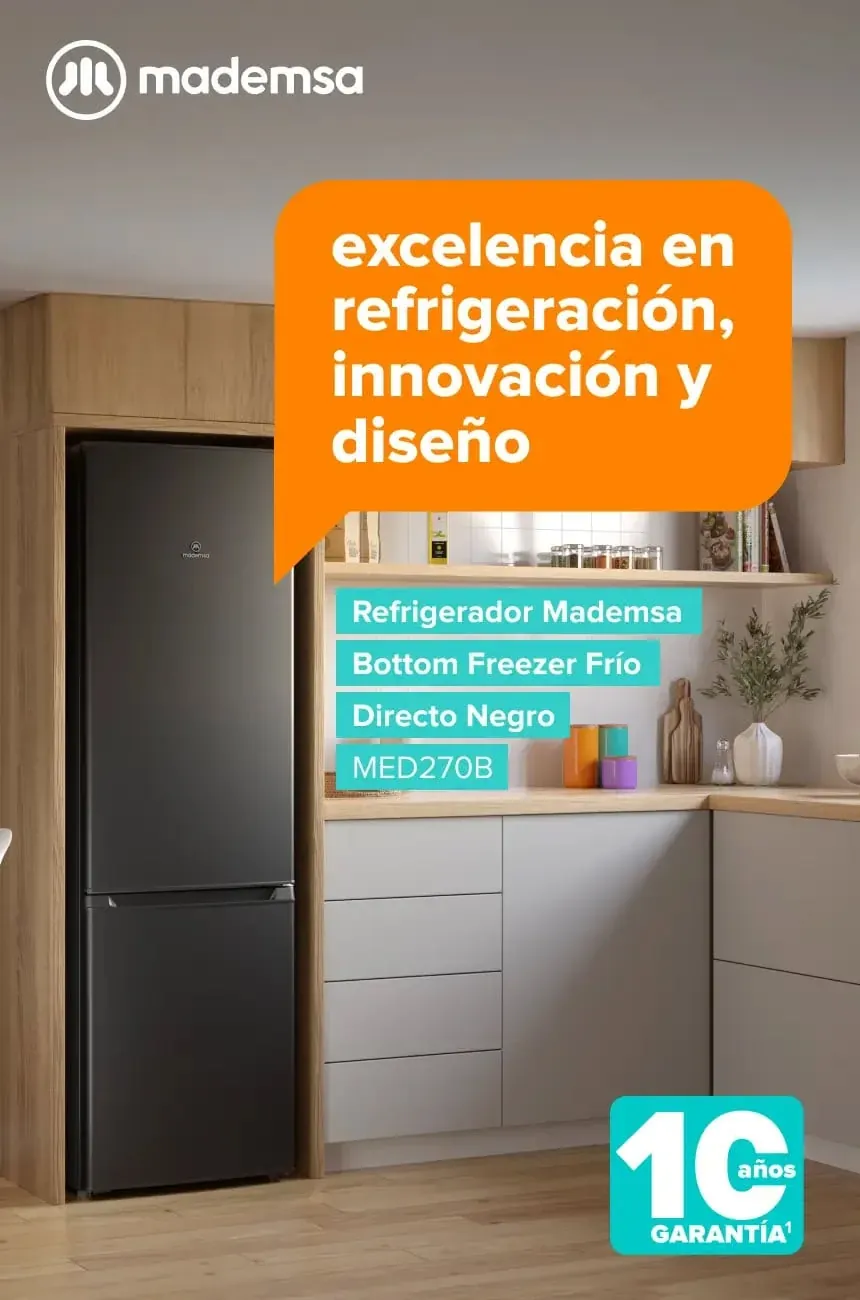 Refrigerador Mademsa Bottom Freezer Frío Directo Negro MED270B - excelencia en refrigeración, innovación y diseño