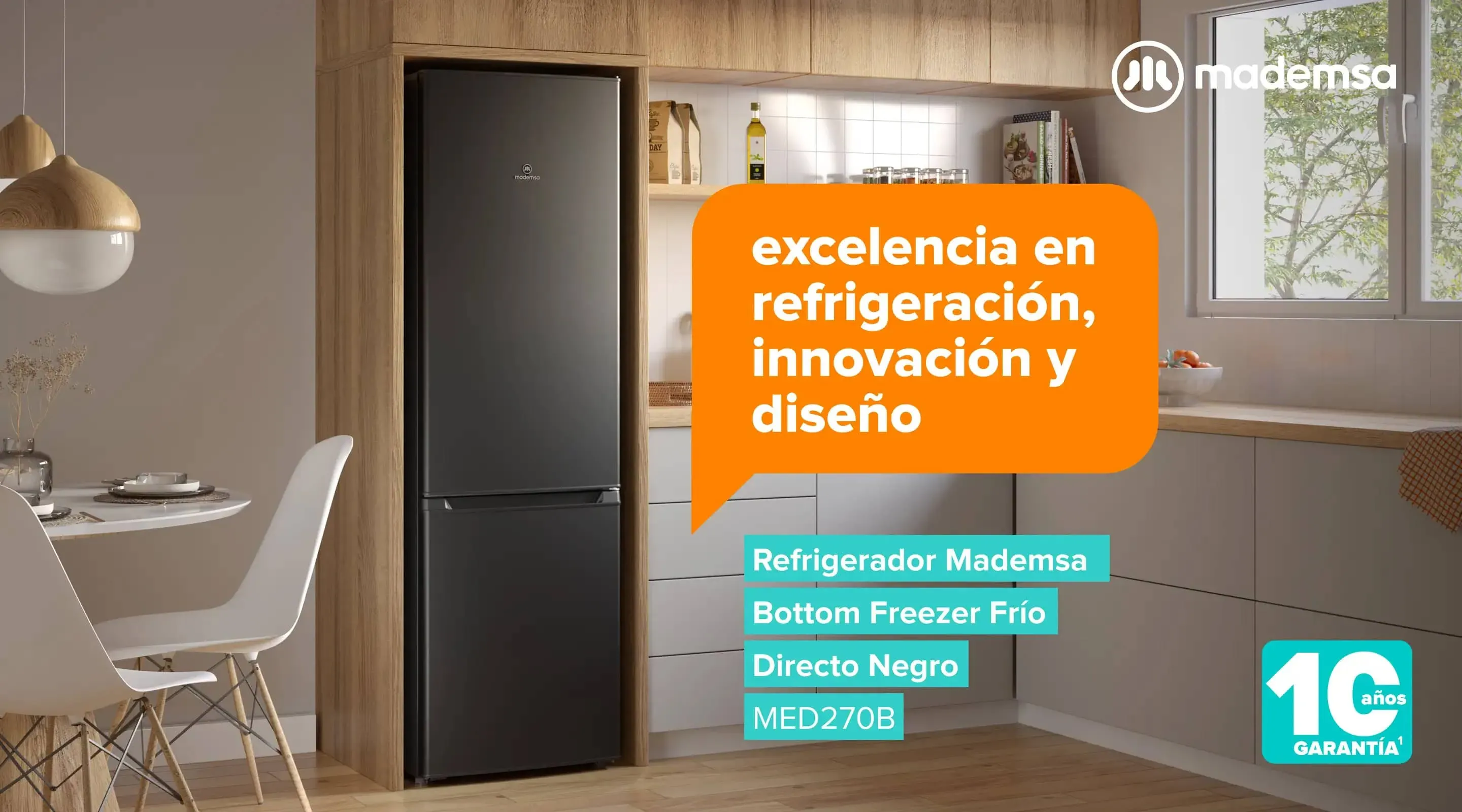 Refrigerador Mademsa Bottom Freezer Frío Directo Negro MED270B - excelencia en refrigeración, innovación y diseño