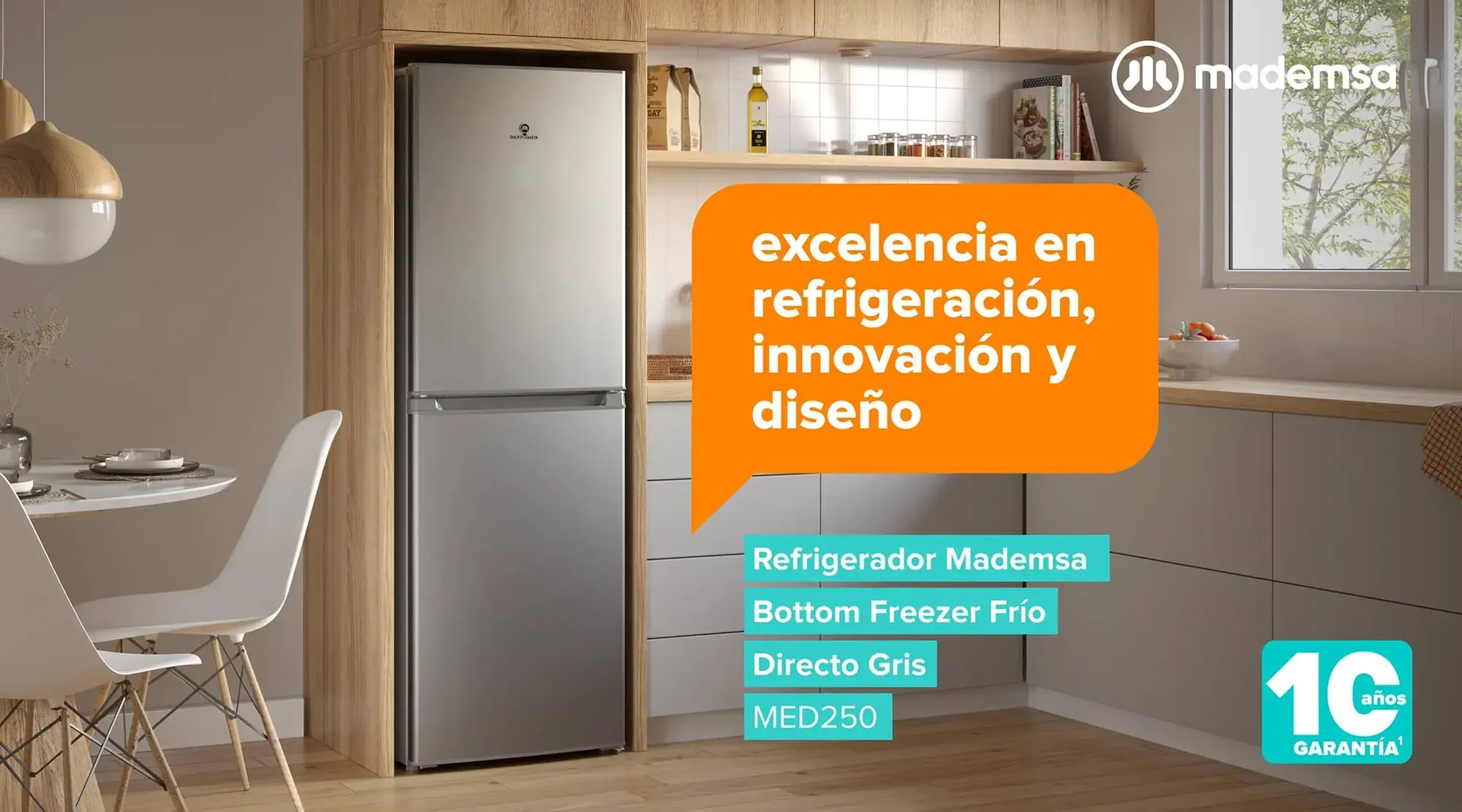 Refrigerador Mademsa Bottom Freezer Frío Directo Gris MED250 - excelencia en refrigeración, innovación y diseño