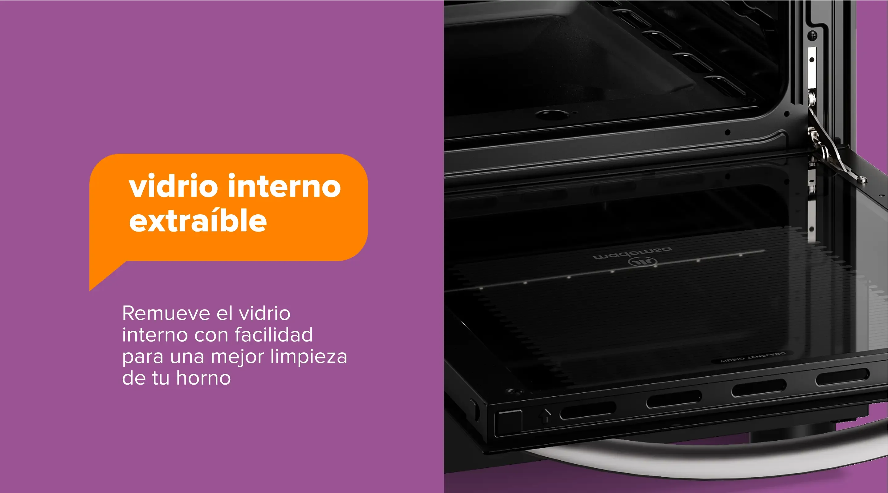 vidrio interno extraíble - Remueve el vidrio internocon facilidad para una mejor limpieza de tu horno