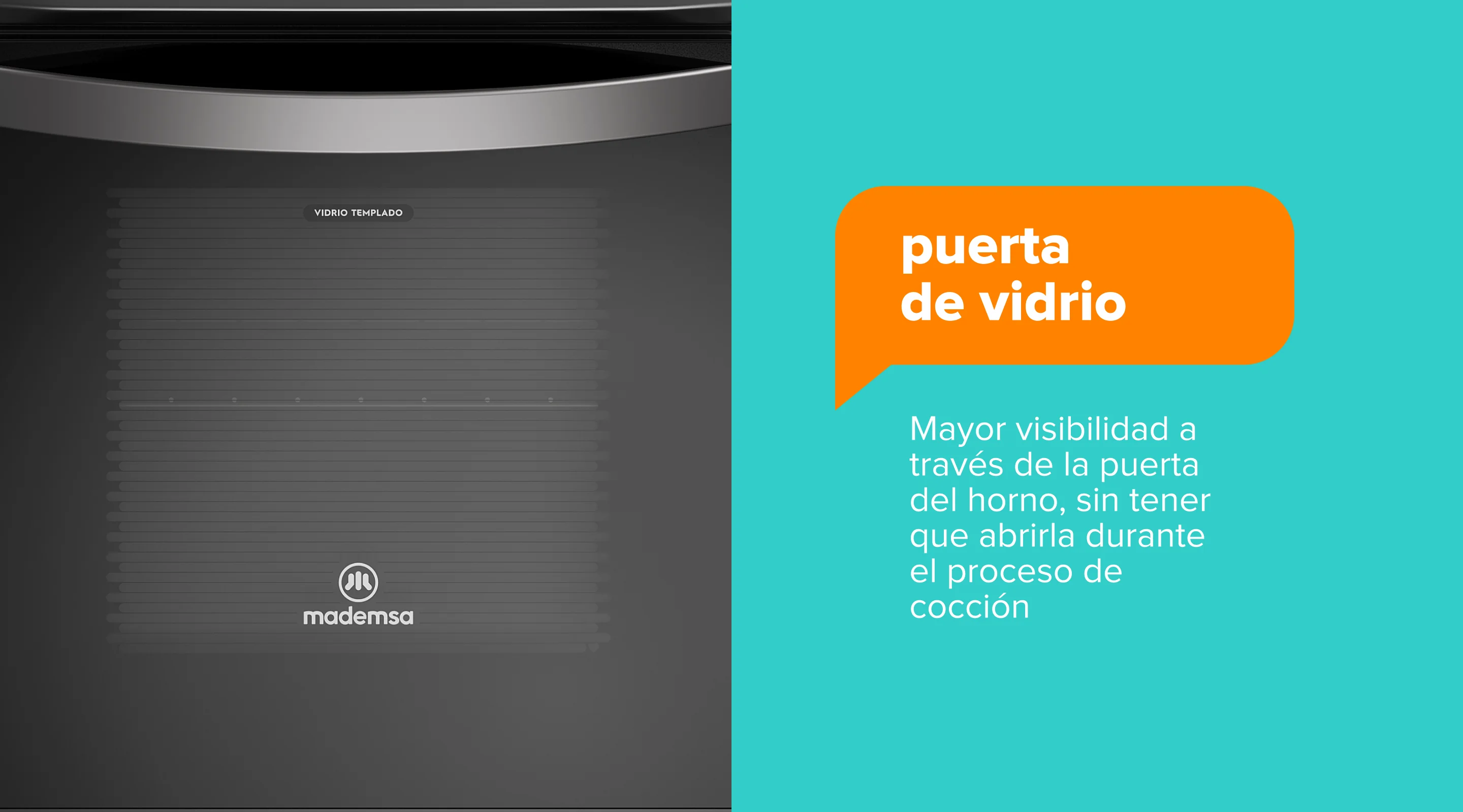 puerta de vidrio  - Mayor visibilidad a través de la puerta del horno, sin tener que abrirla durante el proceso de cocción