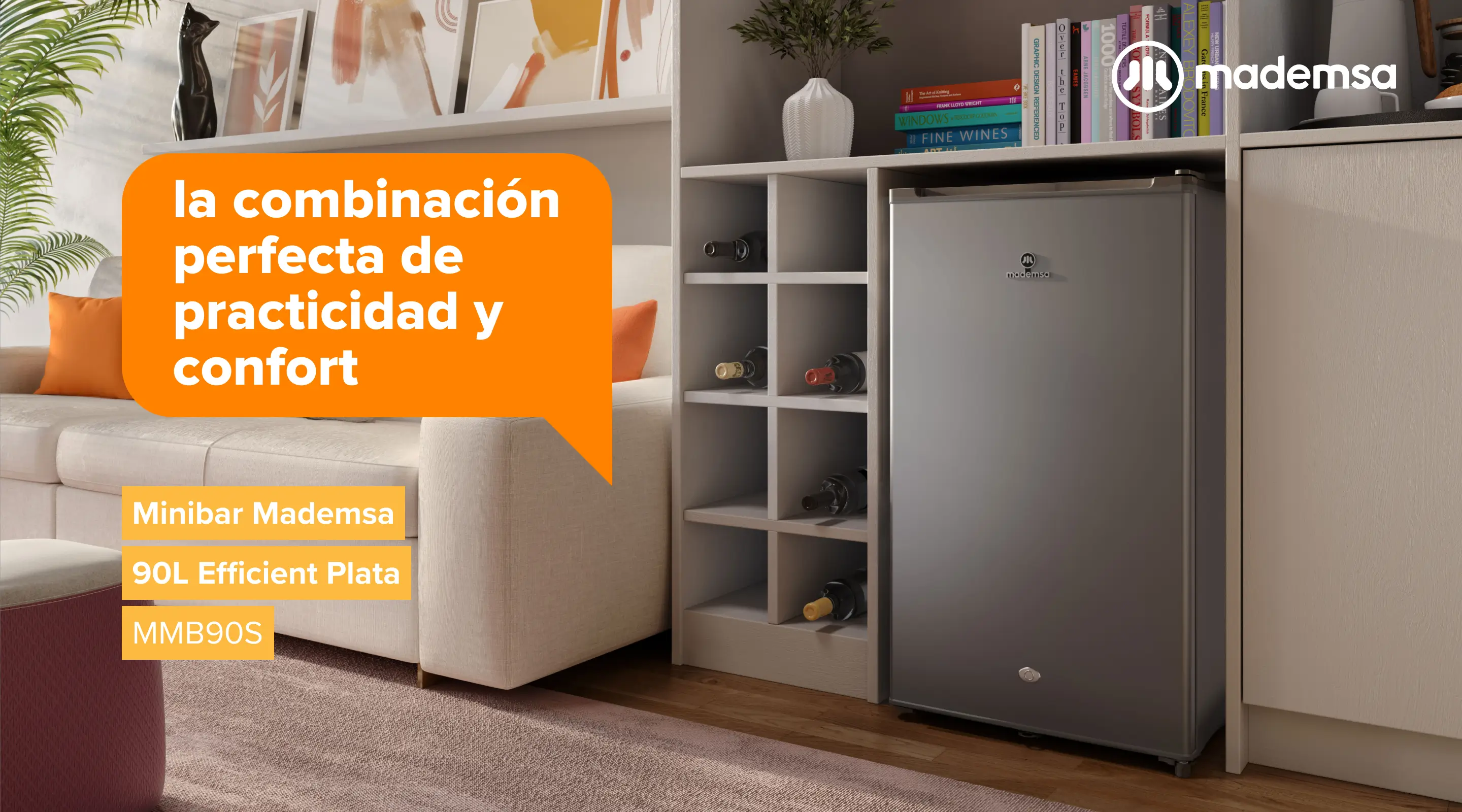 la combinación perfecta de practicidad y confort - Minibar Mademsa 90L Efficient Plata MMB90S