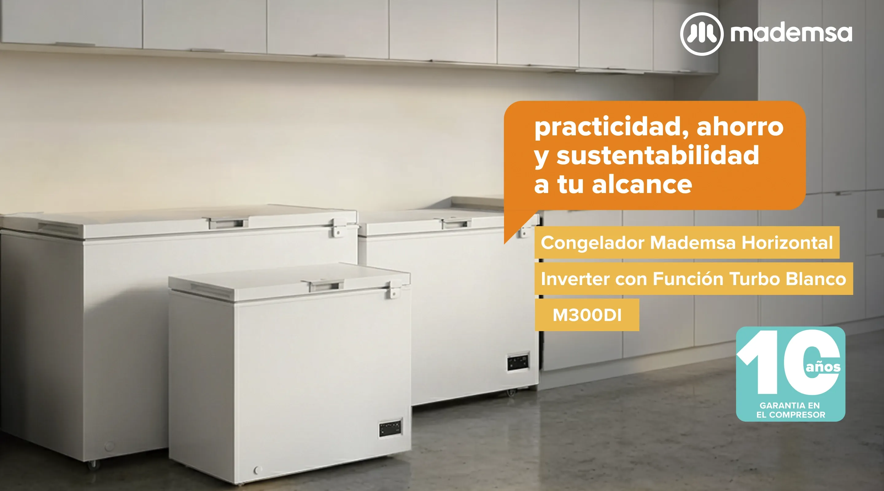 practicidad, ahorro y sustentabilidad a tu alcance - Congelador Mademsa Horizontal Inverter con Función Turbo Blanco