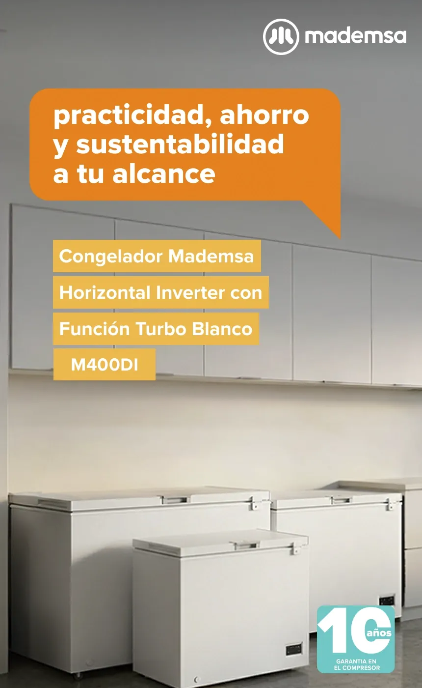 practicidad, ahorro y sustentabilidad a tu alcance - Congelador Mademsa Horizontal Inverter con Función Turbo Blanco