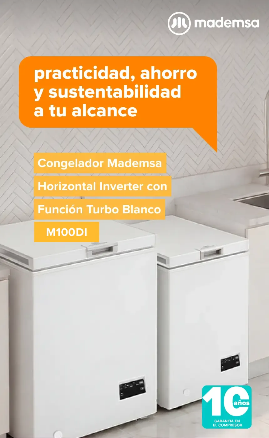 practicidad, ahorro y sustentabilidad a tu alcance - Congelador Mademsa Horizontal Inverter con Función Turbo Blanco
