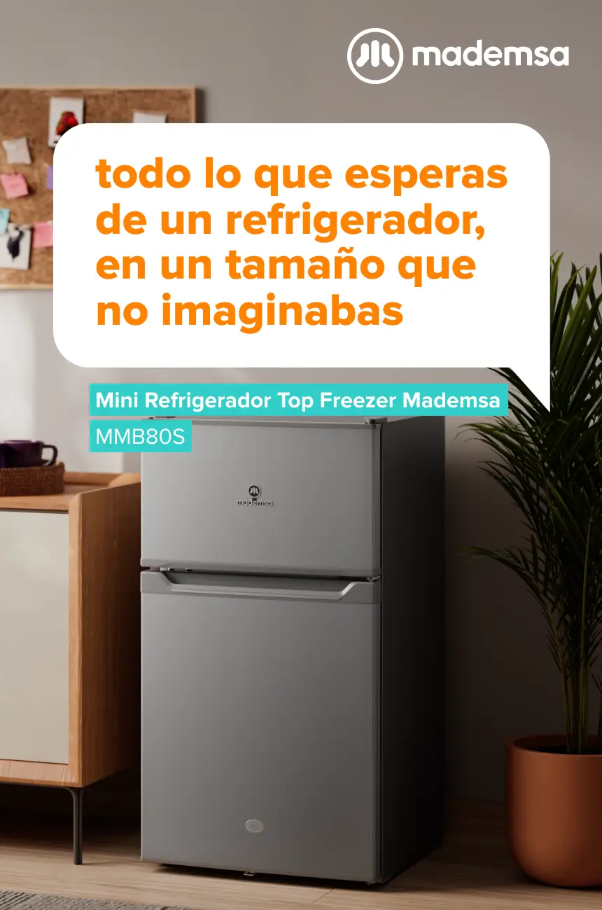 todo lo que esperas de un refrigerador, en un tamaño que no imaginabas - Mini Refrigerador Top Freezer Mademsa MMB80S
