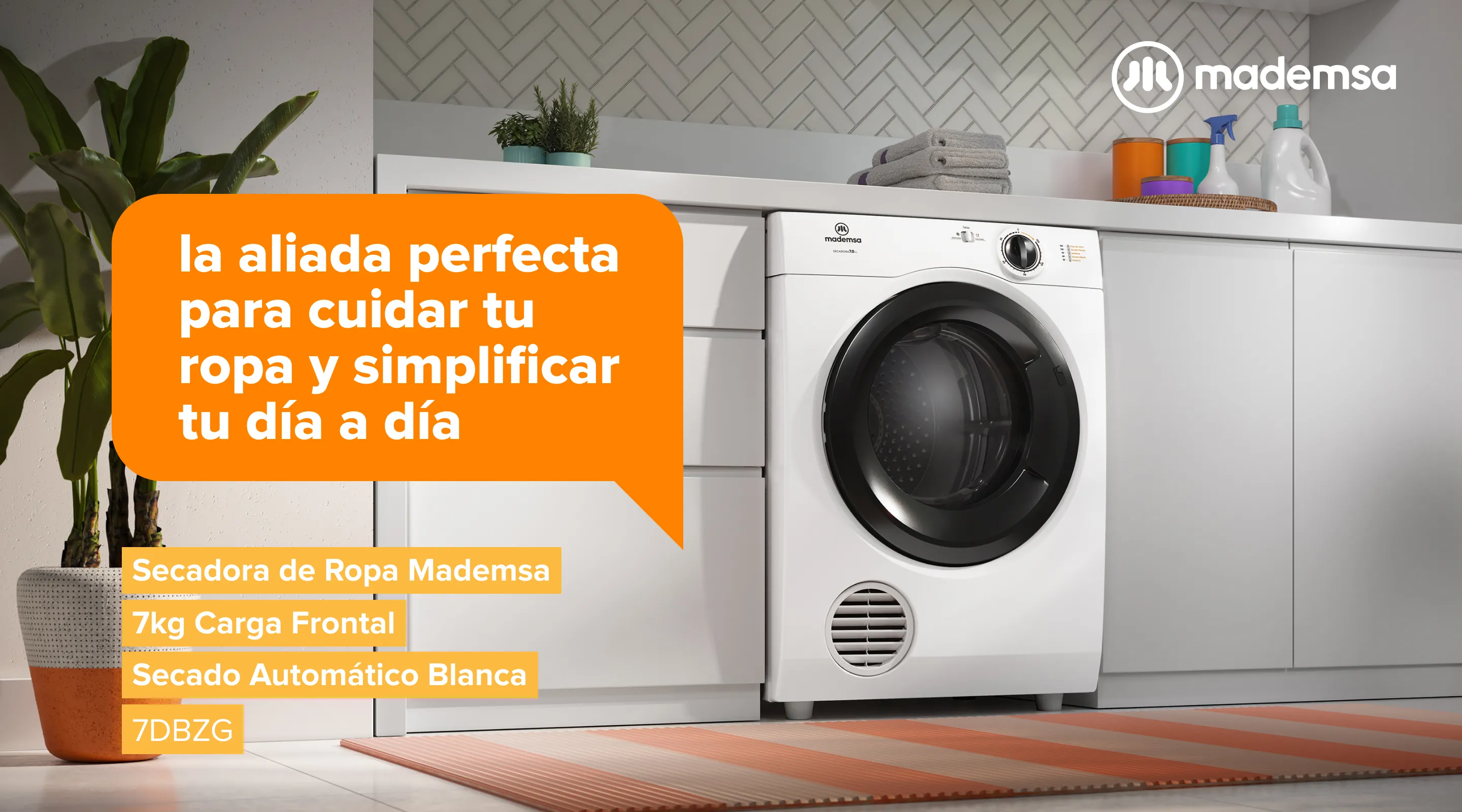 La aliada perfecta para cuidar tu ropa y simplificar tu día a día - Secadora de Ropa Mademsa 7KG Carga Frontal Secado Automático Blanca 7DBZG