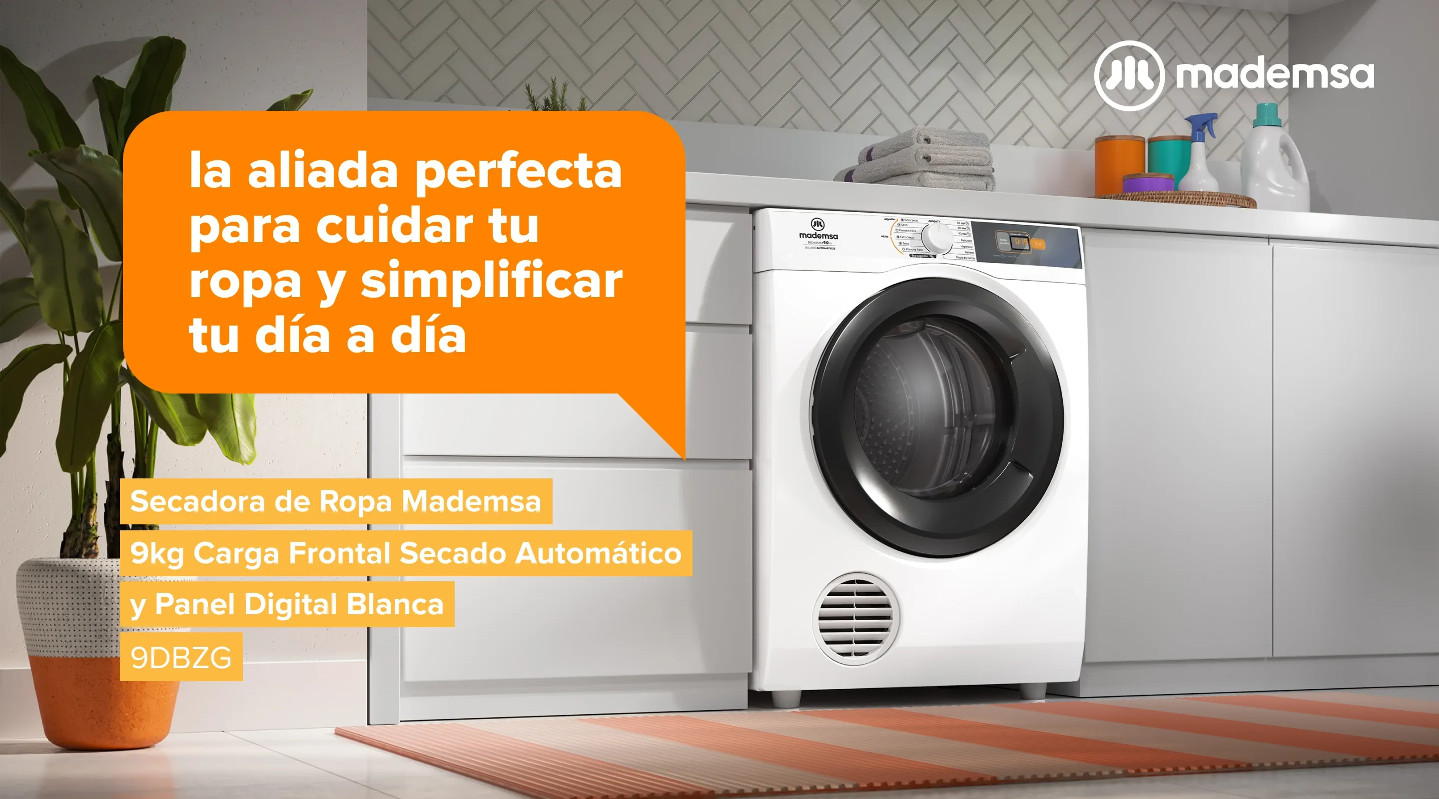La aliada perfecta para cuidar tu ropa y simplificar tu día a día - Secadora de Ropa Mademsa 9KG Carga Frontal Secado Automático y Panel Digital Blanca 9DBZG