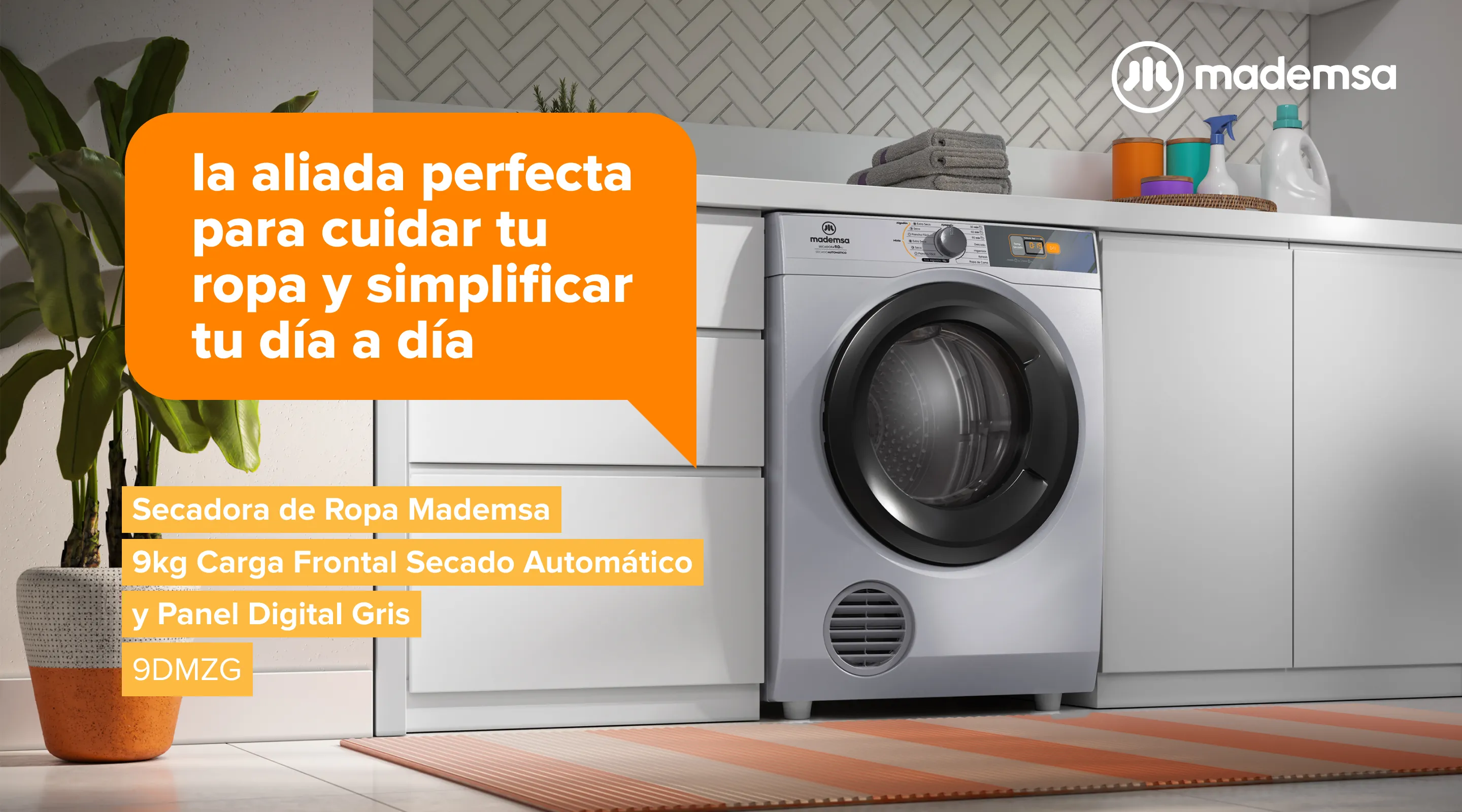La aliada perfecta para cuidar tu ropa y simplificar tu día a día - Secadora de Ropa Mademsa 9KG Carga Frontal Secado Automático y Panel Digital Gris 9DMZG