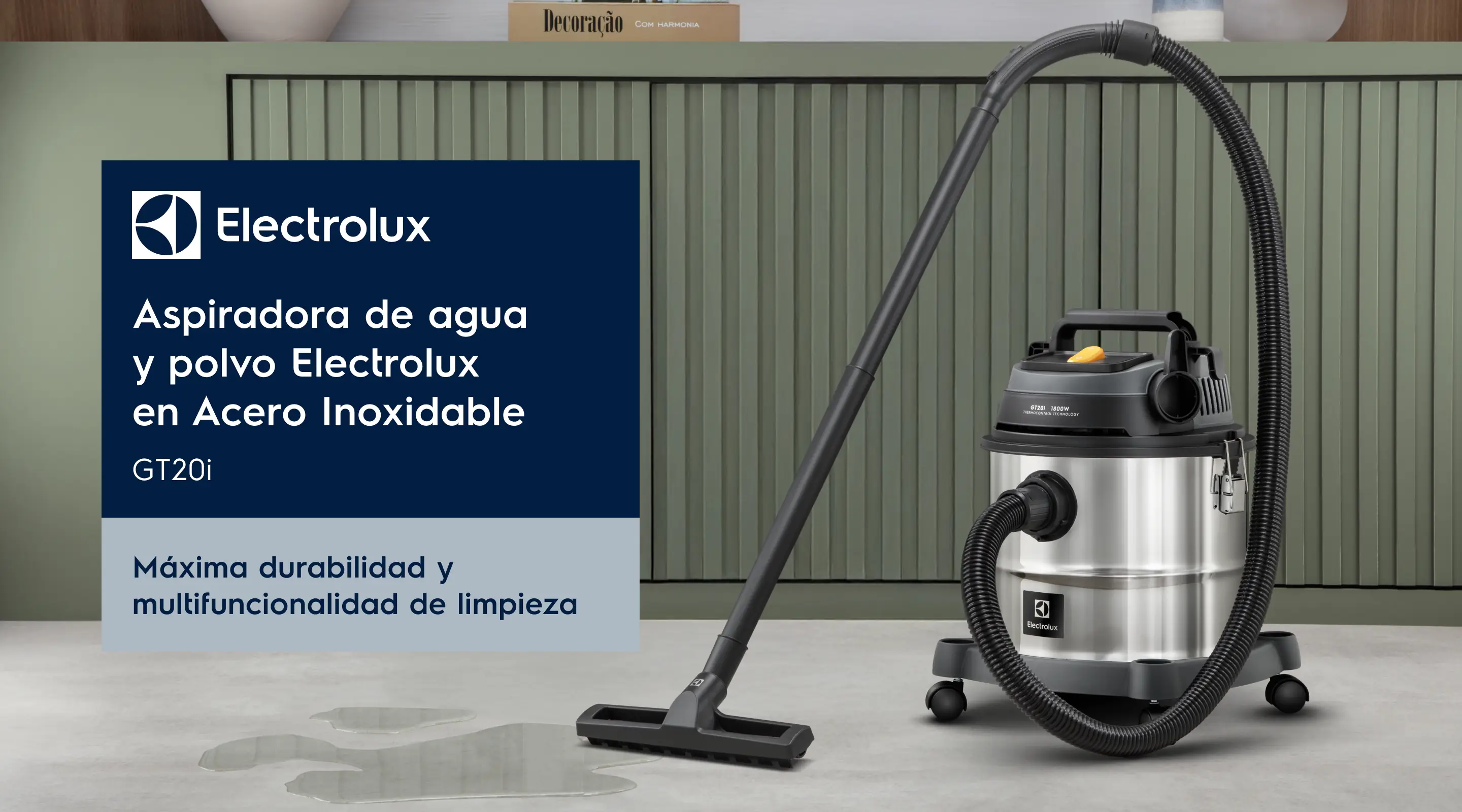 Aspiradora de agua y polvo Electrolux en Acero Inoxidable GT20i - Máxima durabilidad y multifuncionalidad de limpieza