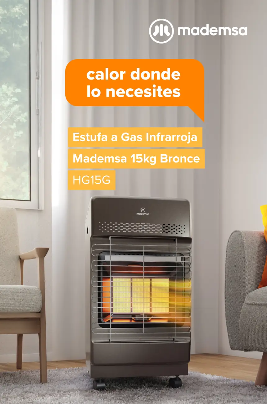 Calor donde lo necesites - Estufa a Gas Infrarroja Mademsa 15kg Bronce HG15G