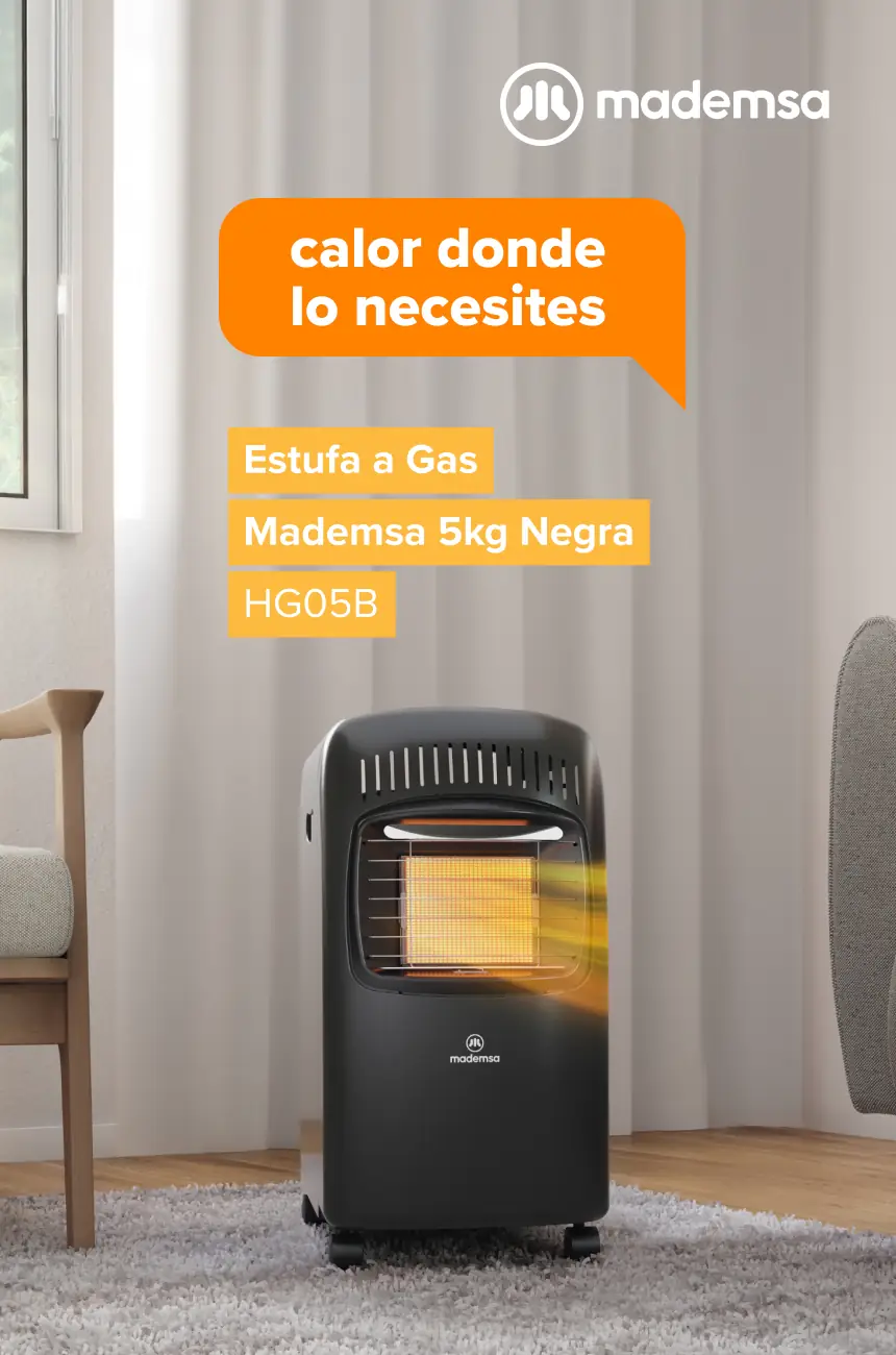 Calor donde lo necesites - Estufa a Gas Mademsa 5kg Negra HG05B