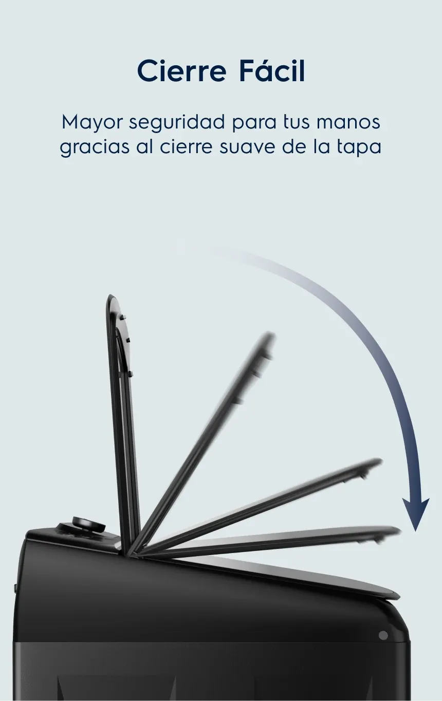 Cierre Fácil. Mayor seguridad para tus manos gracias al cierre suave de la tapa