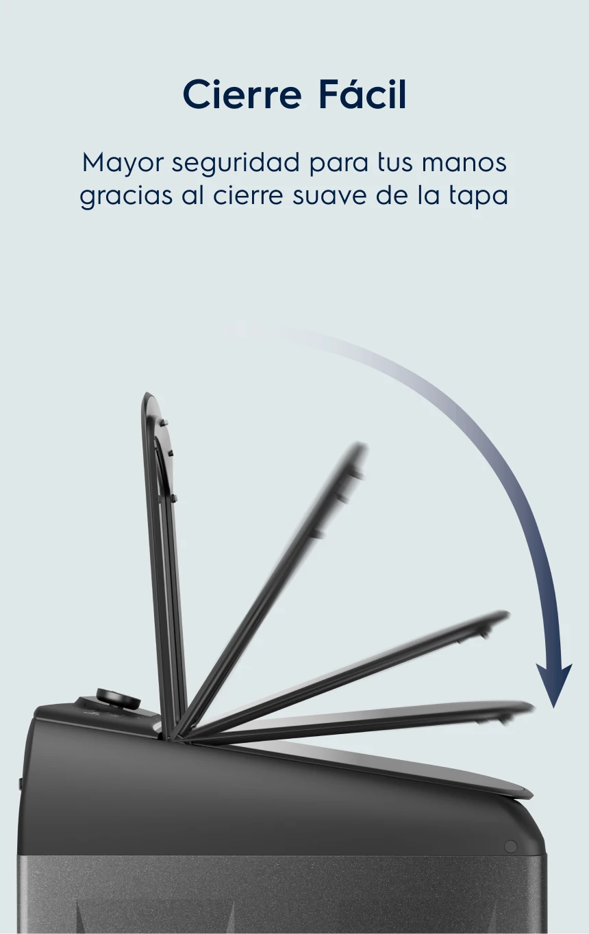 Cierre Fácil. Mayor seguridad para tus manos gracias al cierre suave de la tapa