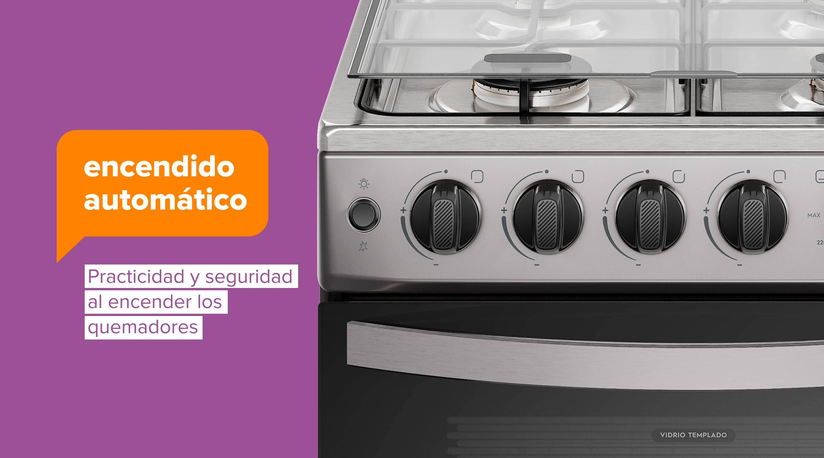 encendido automático. Practicidad y seguridad al encender los quemadores