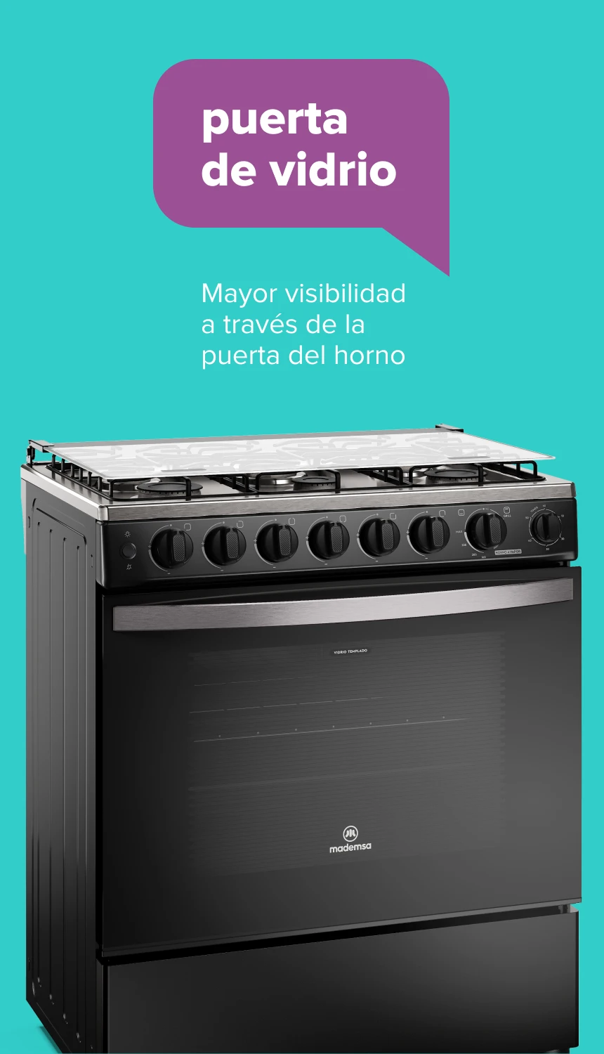 puerta full glass. Mayor visibilidad a través de la puerta del horno