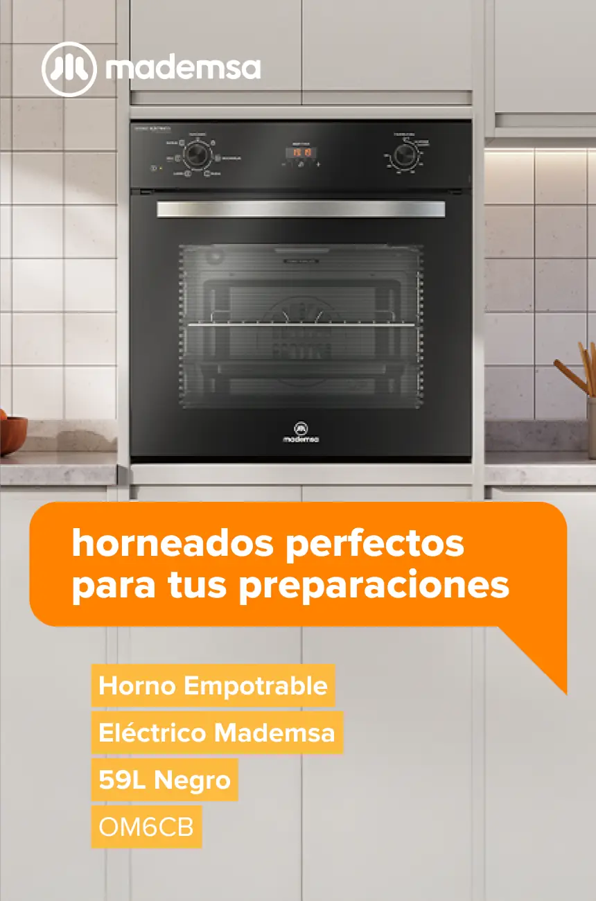 Horneados perfectos para tus preparaciones - Horno Empotrable Eléctrico Mademsa 59L Negro OM6CB