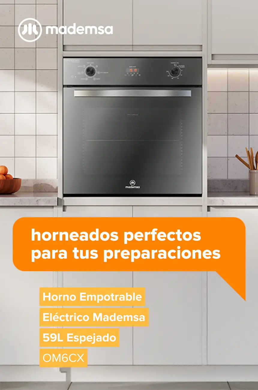 Horneados perfectos para tus preparaciones - Horno Empotrable Eléctrico Mademsa 59L Espejado OM6CX