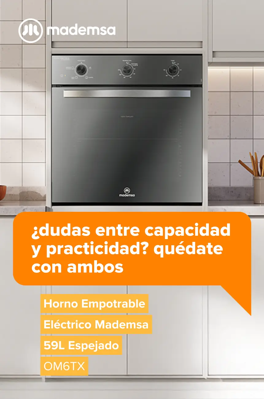 ¿Dudas entre capacidad y practicidad? Quédate con ambos - Horno Empotrable Eléctrico Mademsa 59L Espejado OM6TX