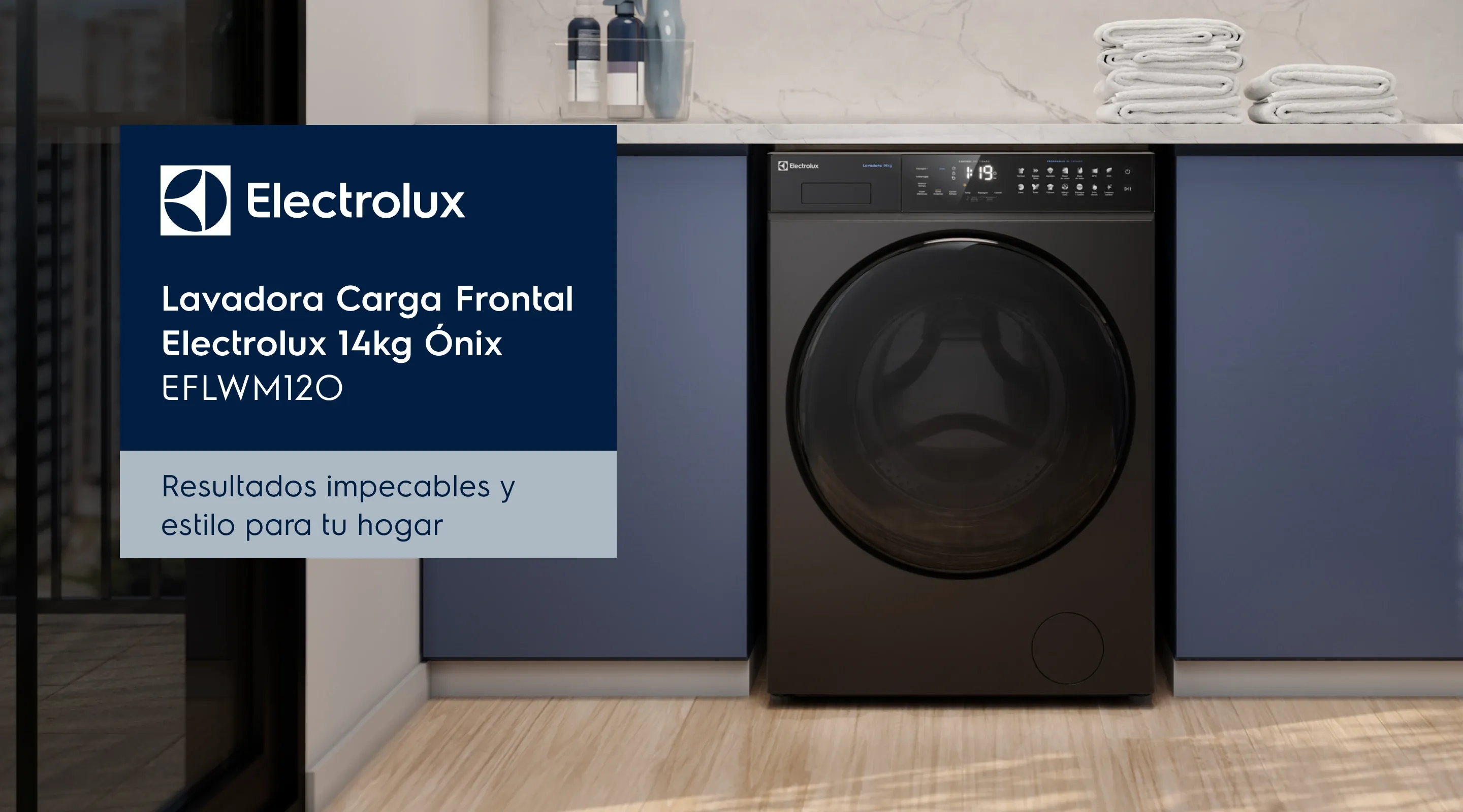 Lavadora Carga Frontal Electrolux 14kg Ónix EFLWM12O Resultados impecables y estilo para tu hogar