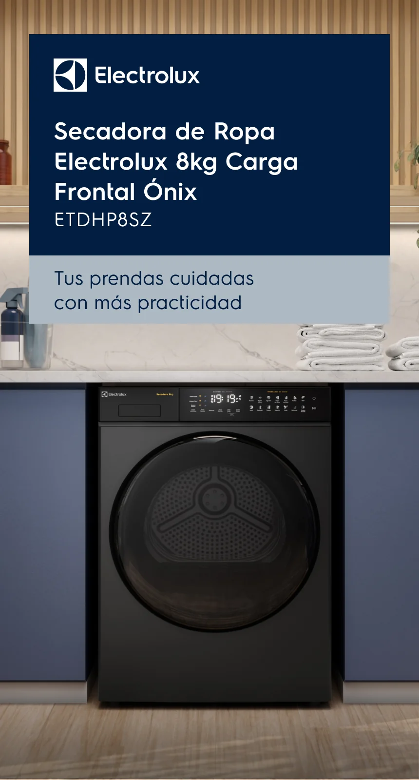 Secadora de Ropa Electrolux 8kg Carga Frontal Ónix ETDHP8SZ - Tus prendas cuidadas con más practicidad