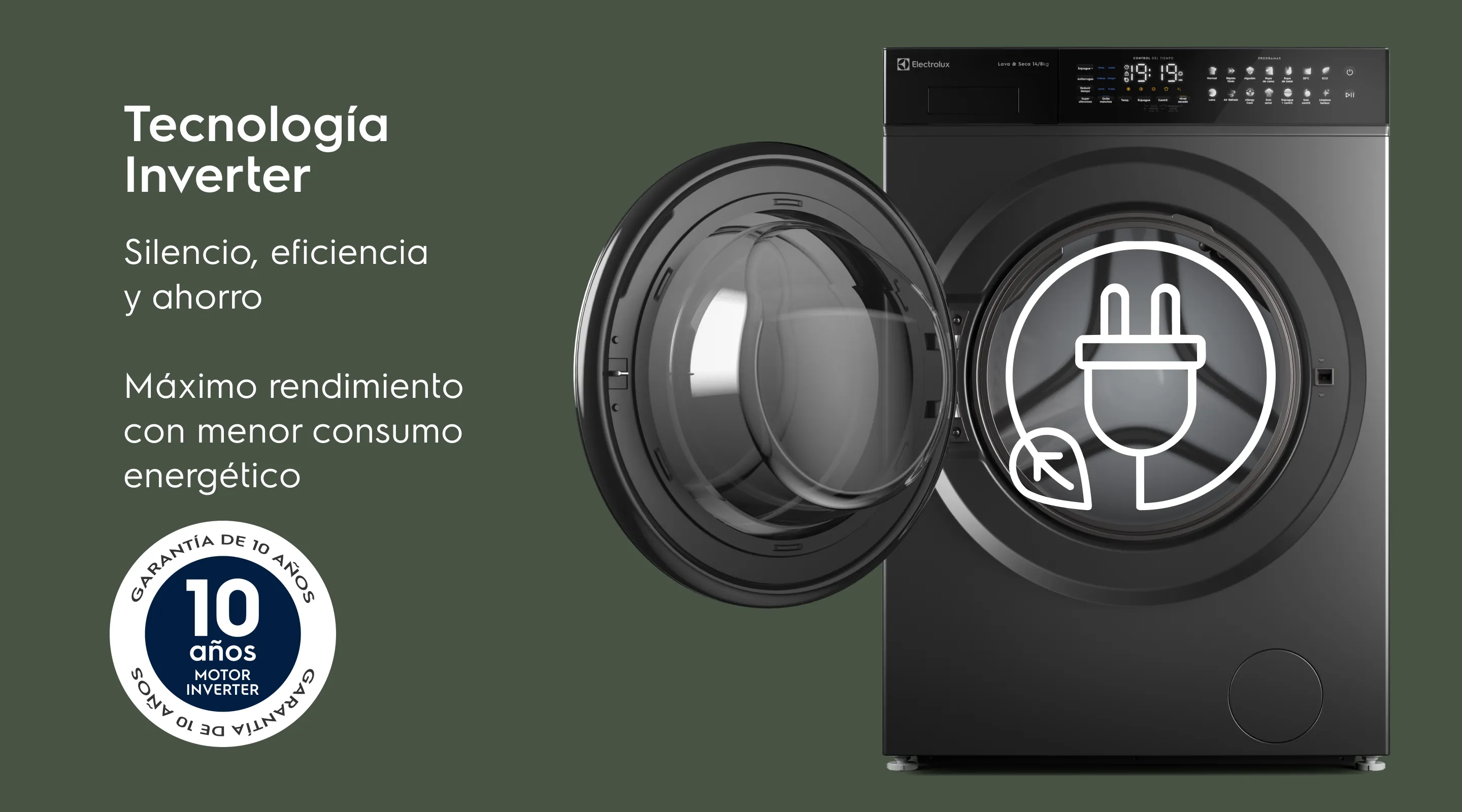 Tecnología Inverter - Máximo rendimiento cuidando tus prendas con menor consumo energético