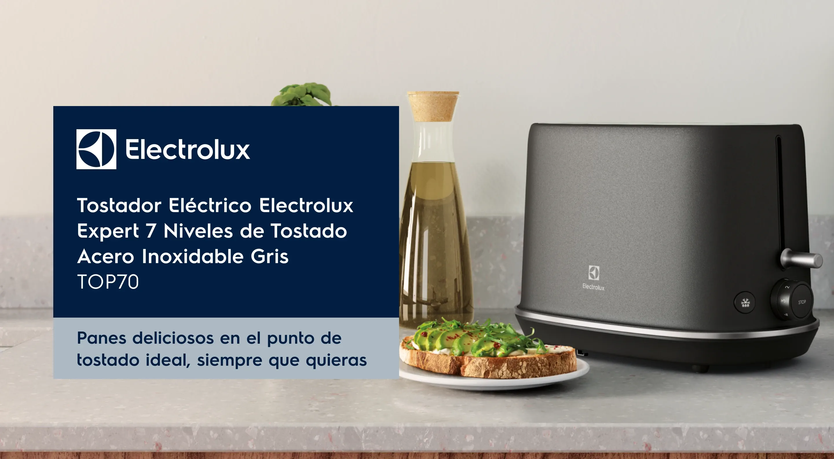 Electrolux - Tostador Eléctrico Electrolux Expert 7 Niveles de Tostado Acero Inoxidable y Negro - TOP70. Panes deliciosos en el punto de tostado ideal, siempre que quieras