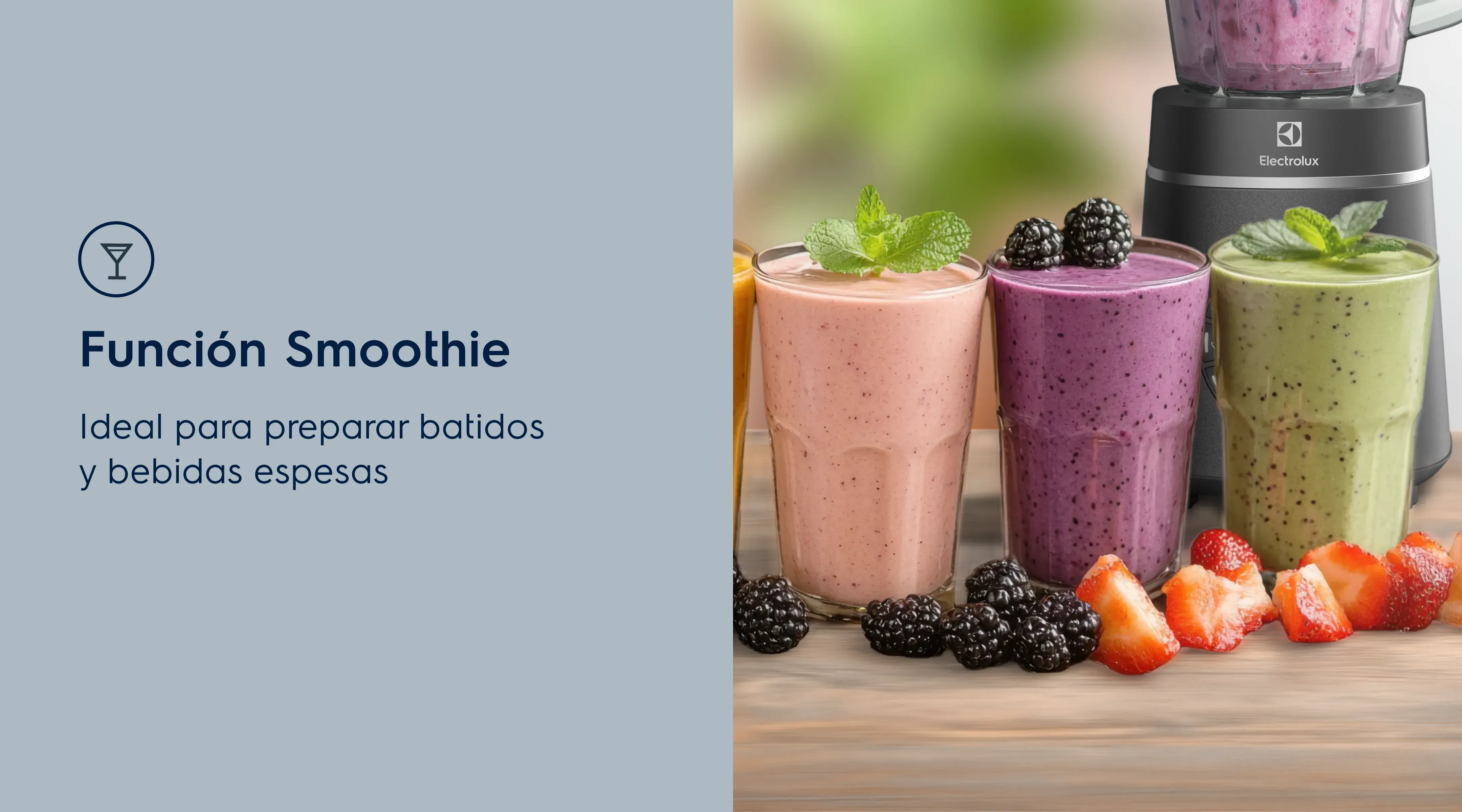 Función Smoothie. Ideal para preparar batidos y bebidas espesas