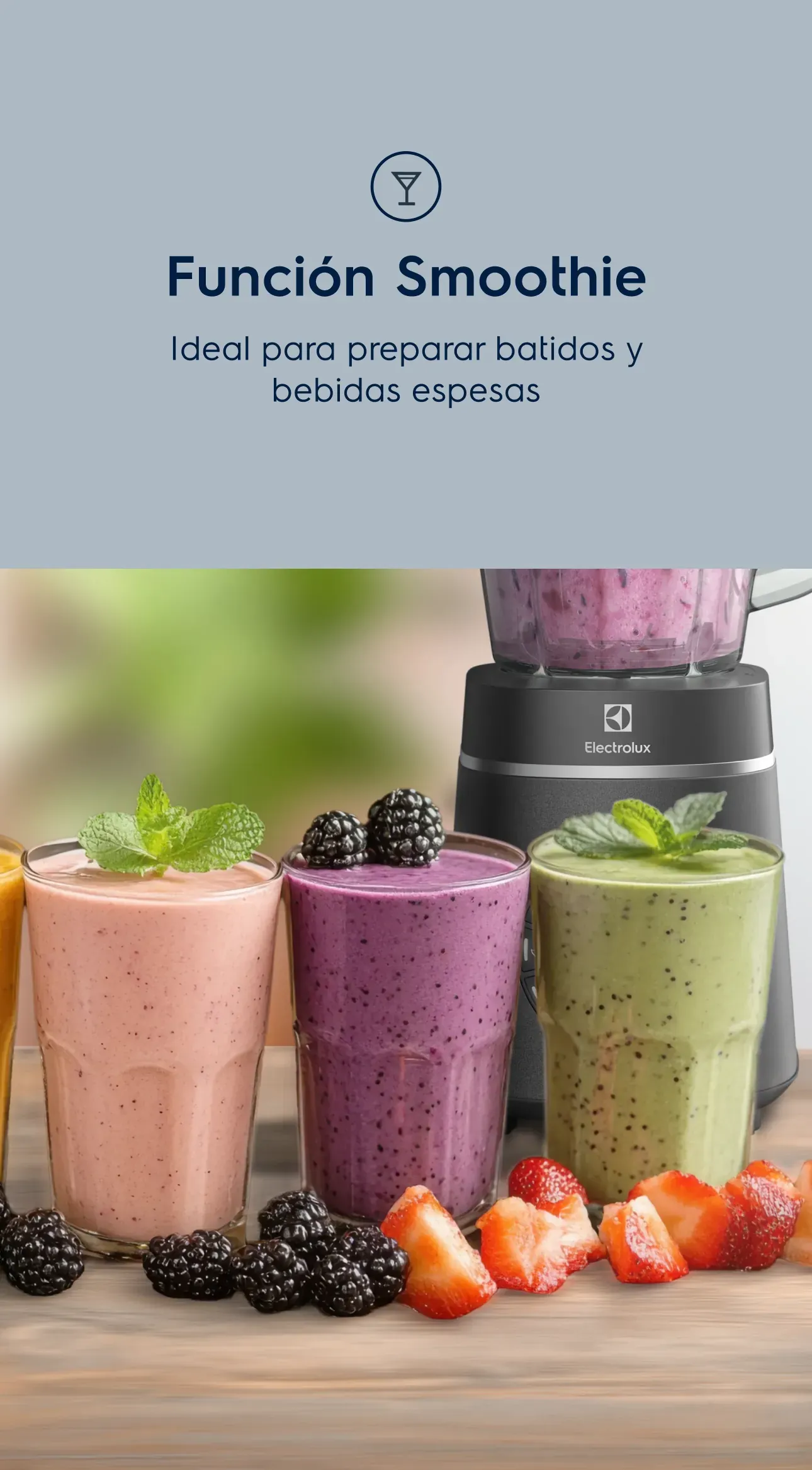 Función Smoothie. Ideal para preparar batidos y bebidas espesas