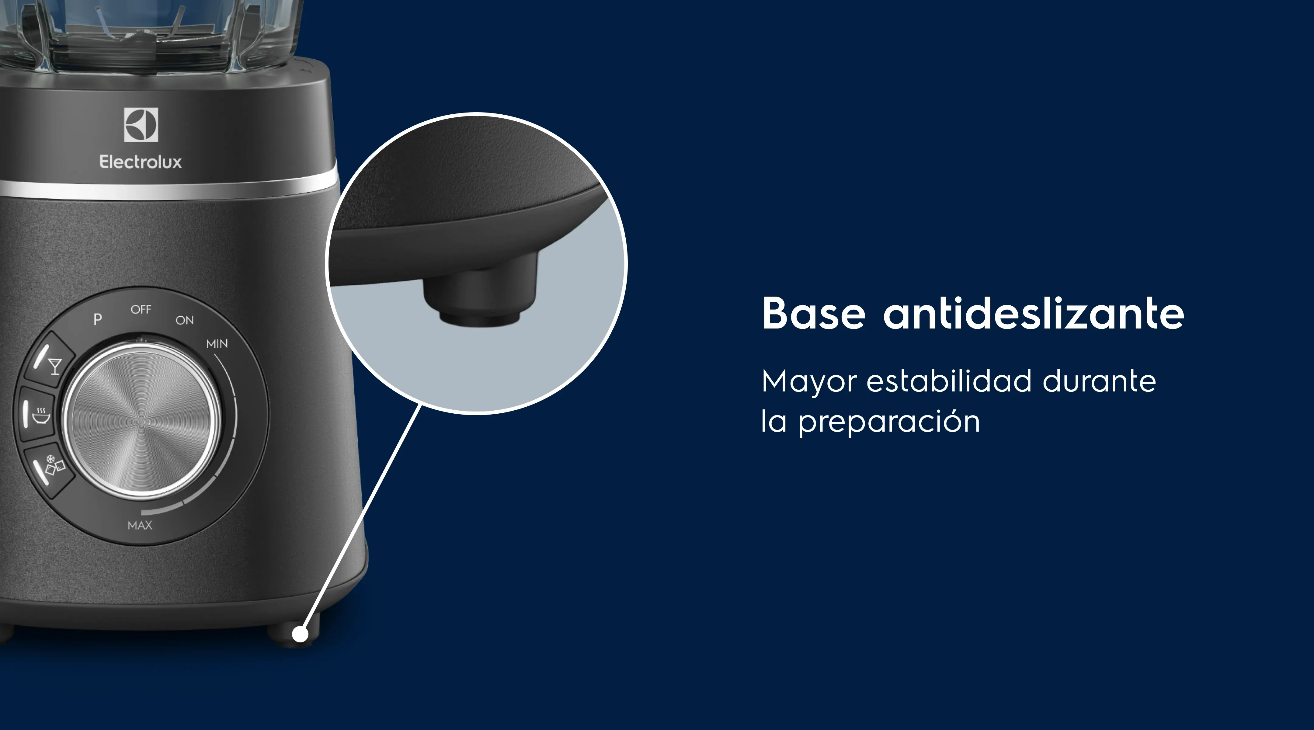 Base antideslizante. Mayor estabilidad durante la preparación