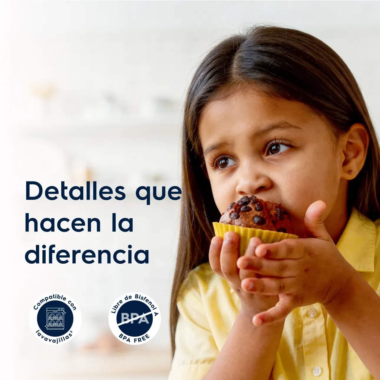 Detalles que hacen la diferencia. Compatible con lavavajillas. Libre de Bisfenol A, BPA FREE.