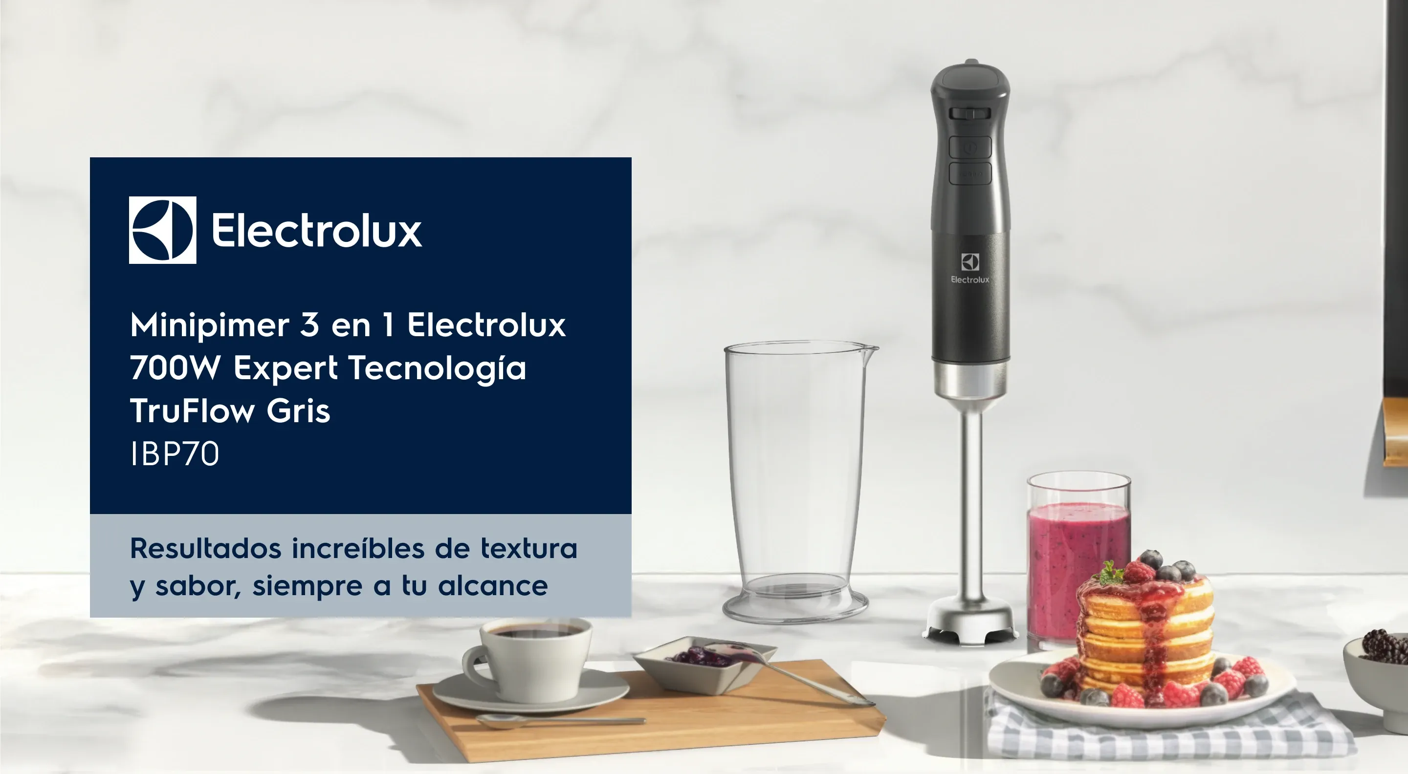 Electrolux: Minipimer 3 en 1 Electrolux 700W Expert Tecnología TruFlow Negra IBP70. Resultados increíbles de textura y sabor, siempre a tu alcance.