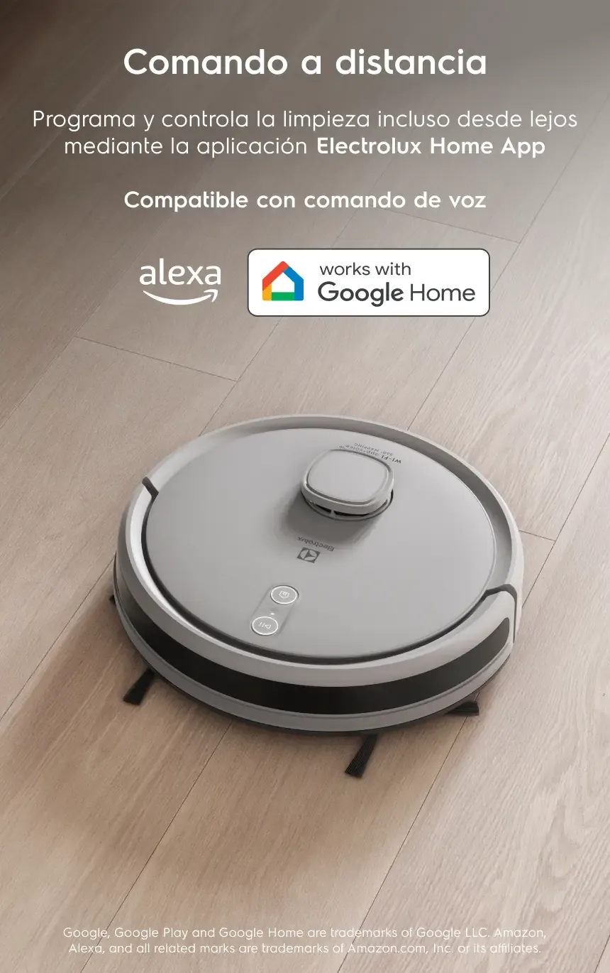 Comando a distancia - Programa y controla la limpieza incluso desde lejos mediante la aplicación Electrolux Home App Compatible con comando de voz