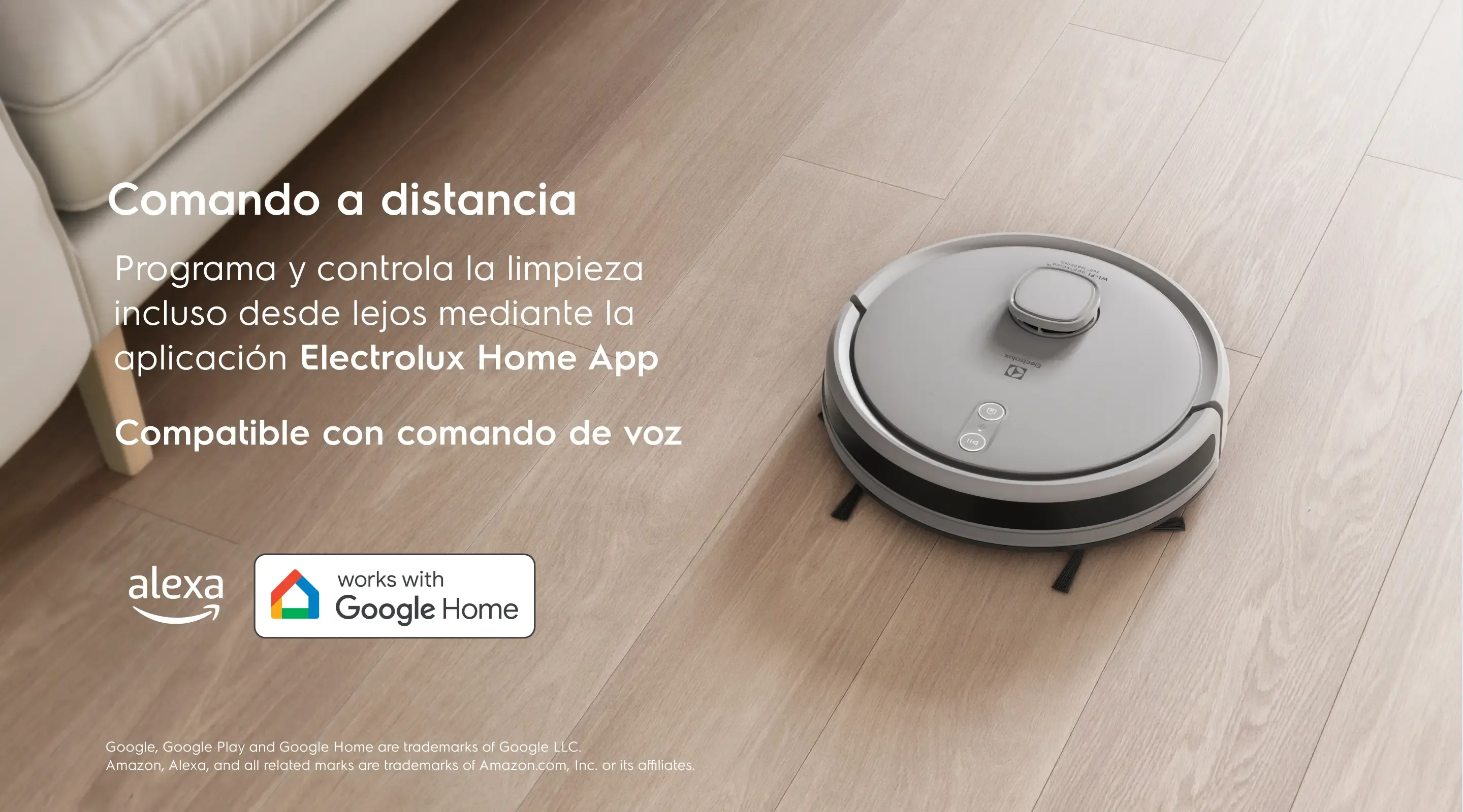 Comando a distancia - Programa y controla la limpieza incluso desde lejos mediante la aplicación Electrolux Home App Compatible con comando de voz