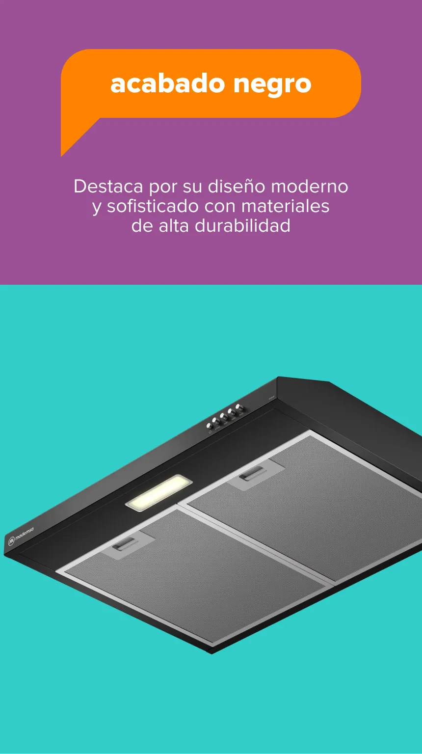 acabado negro - Destaca por su diseño moderno y sofisticado con materiales de alta durabilidad